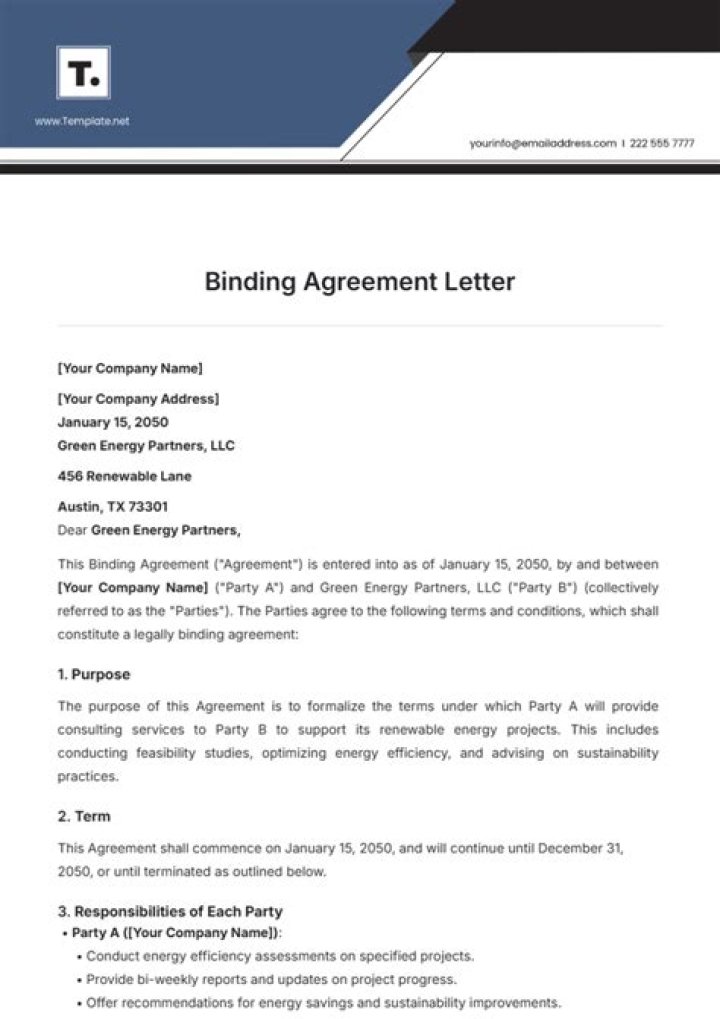 Is an agreement legally binding?